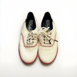 Keds Womens White Round Toe Lace Up Low Top Baseball Shoes Size 6 WF-52476M